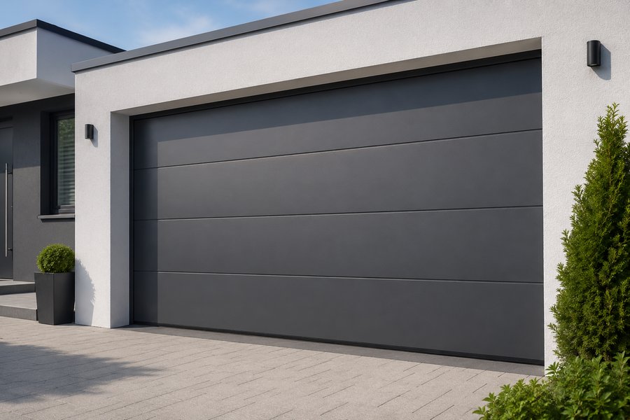 Modernes Sektionaltor an einer Garage